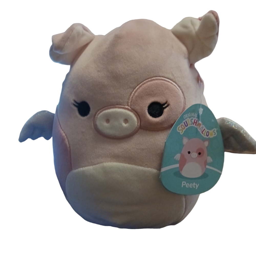Peety the Flying Pig original squishmallow Pink Silver Wing Boar Plush 8" nwt